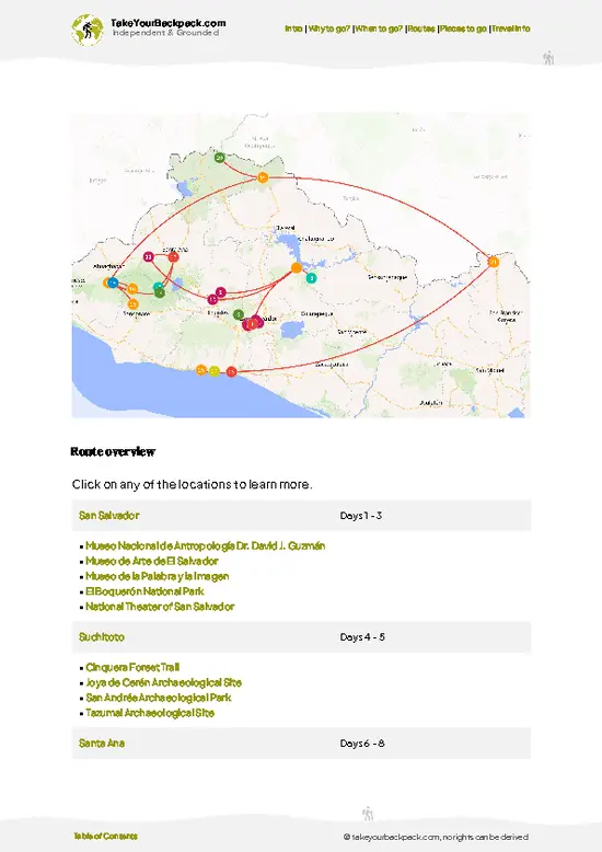 example page 4 from our offline Travel Guide for El Salvador